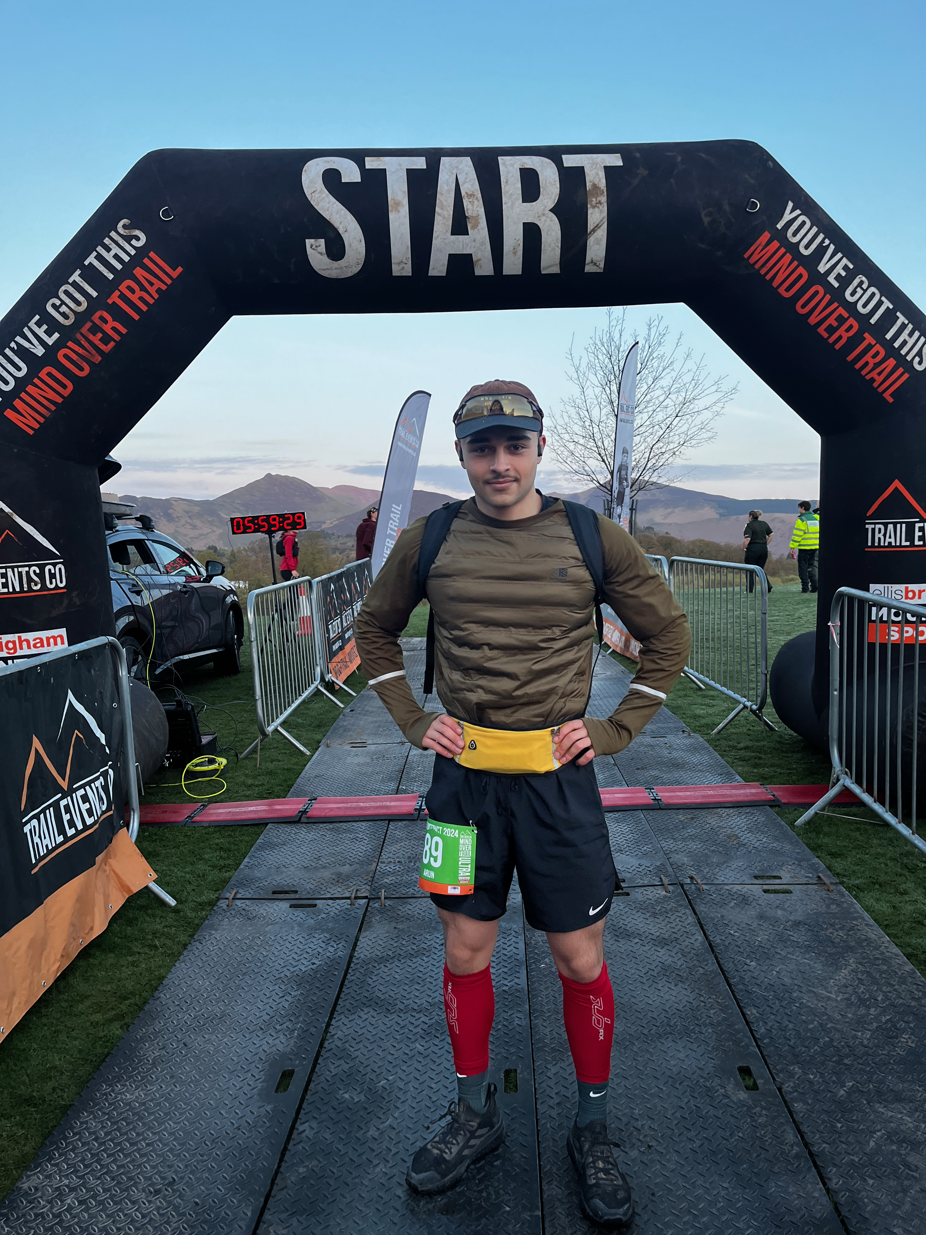 Arun at the start line of a Lake District trail race