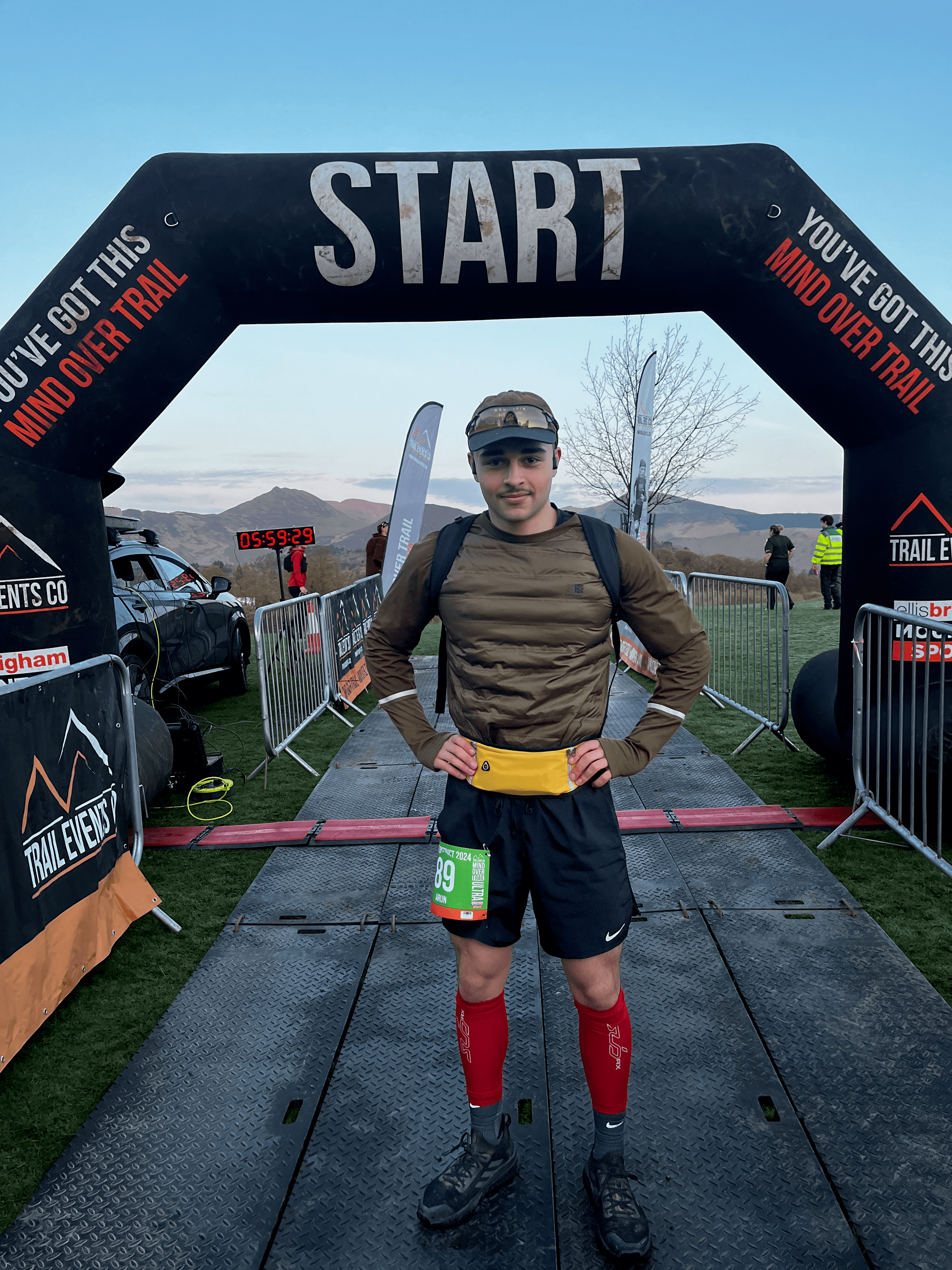 Arun at the start line of a Lake District trail race