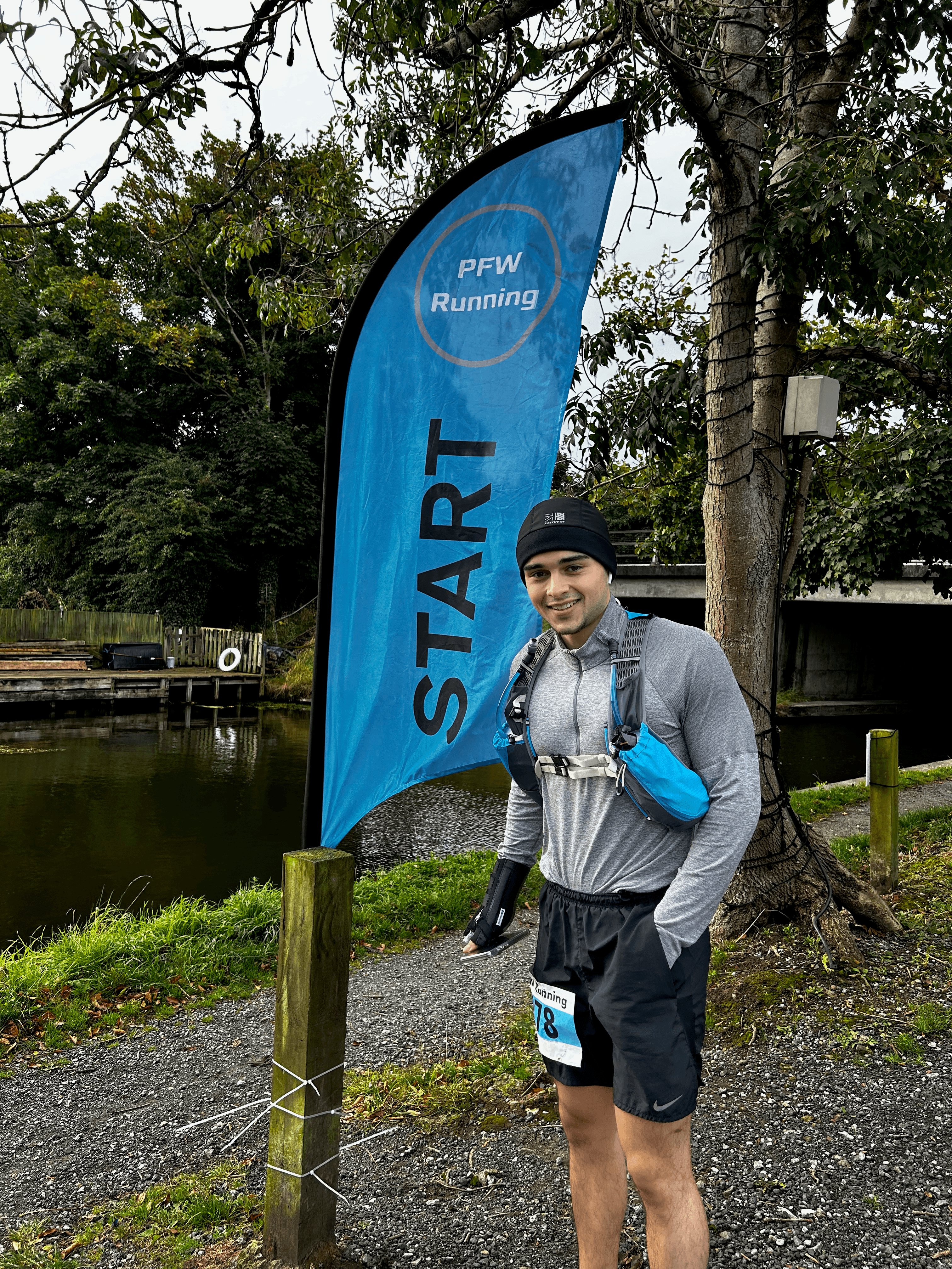 Arun on the start line of the Bridgeathon Marathon
